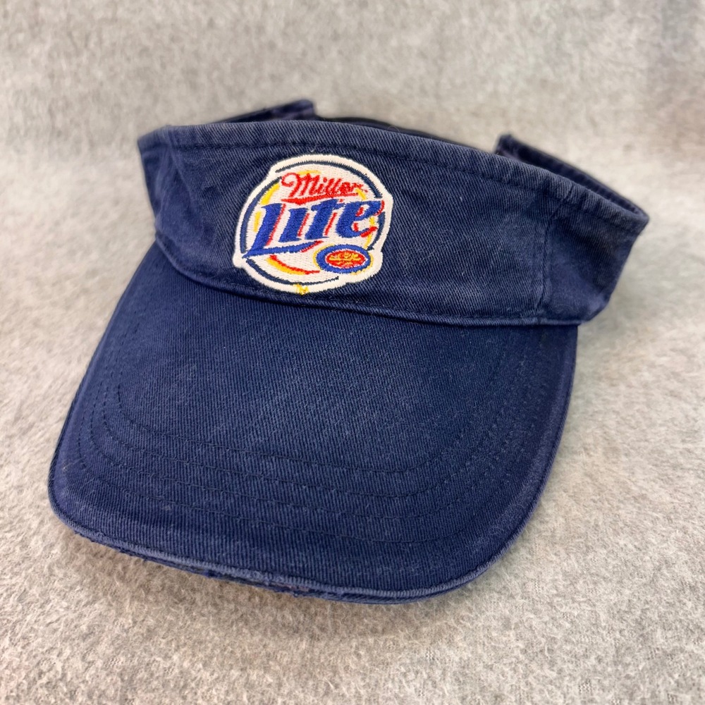 Miller Lite Logo Mens Navy Blue Star Promotions Beer Sun Visor Hat OSFA